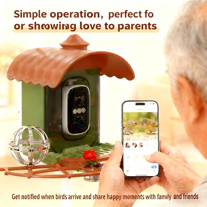 Bird Feeder with Camera, Smart Bird Feeder Camera with AI Identify BirdSpecies, Solar Powered, Instant Alerts, 2K HD Video, Various DIY Addons, 2.4G WiFi, Gift for Mom Dad and Birdlover (Green)