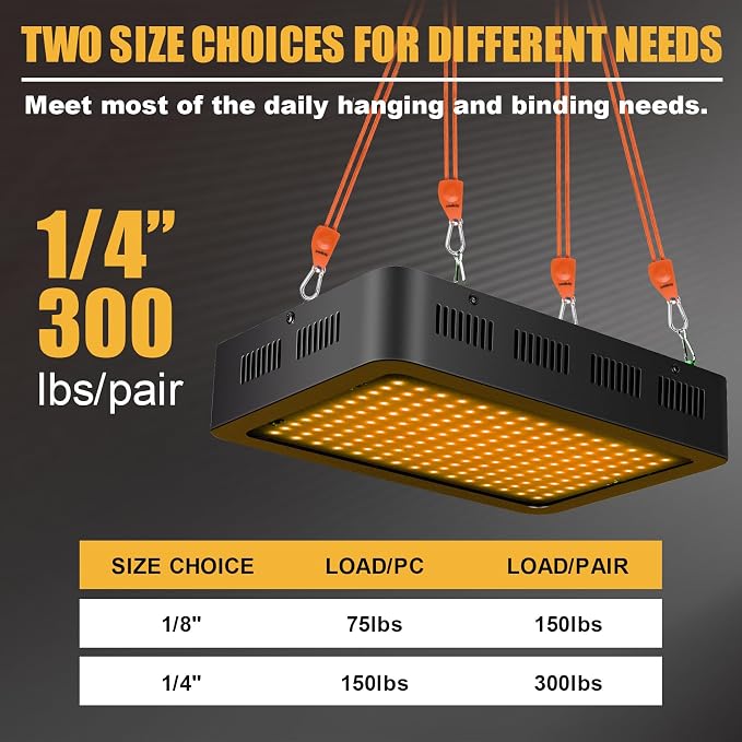 Ayaport Adjustable Rope Hanger Grow Light Hanger, 12Ft 1/4" Heavy Duty Plant Pulley Rope Tightener Ratchet Tie Down for Kayak, Tarp, Tent Tie Downs, Hanging Plants, Filters, Fans 4Pack