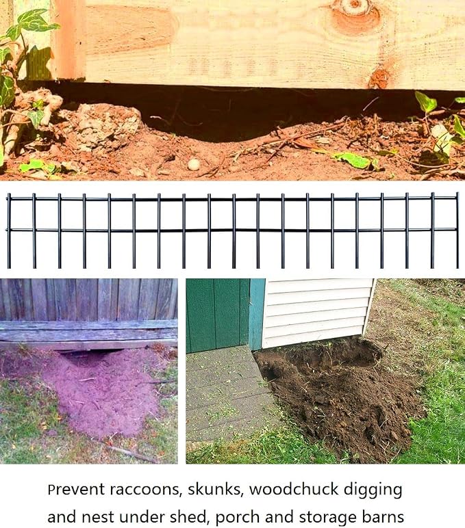 Black Animal Barrier Fence 12in (H) X13.8ft (L) with 1.55 Inch Spacing, Heavy Duty 4 Gauge Galvanized Under Fence Dog Barrier, Anti Digging Fence Guard Bottom Barrier