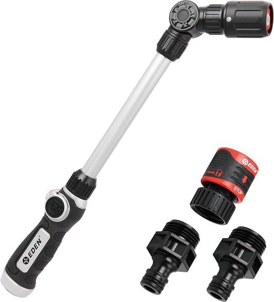 Eden 94621 PRO Metal 18 in. Turbo Watering Wand | 4 Spray Patterns, Thumb-Control Garden Hose Sprayer with Adjustable Head & Quick Connect Set for Lawn, Garden & Outdoor Cleaning