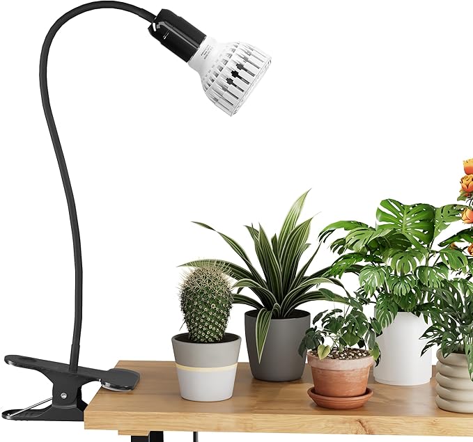 GooingTop Grow Light,12W (80Watts Equiv) 5000K White Full Spectrum LED Growing Lamp Clip on Desk for Indoor Plants,Bulbs Replaceable & Non-dimmable