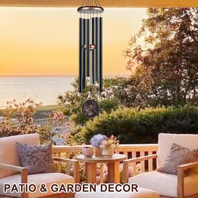 Large Wind Chimes for Outside, 48" Vintage Hummingbird Deep Tone Wind Chime Outdoor Clearance with Heavy Tubes, Patio Porch Balcony Decoration, Garden Hanging Decor Gifts for Women Men