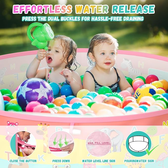 Kiddle Baby Pool with Canopy, Pop-Up Above Ground Pool, Foldable Infant Wading Pool for Toddlers 1-3, Baby Beach Tent, Portable Water Play Sum Toys for Child