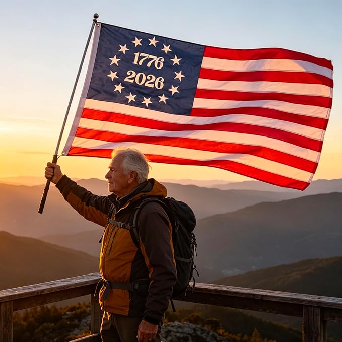 Embroidered 1776 Bennington 250 Anniversary USA Flags 3x5 Outdoor- Betsy Ross US Flag Heavy Duty Nylon Embroidered Stars Sewn Stripes With 2 Brass Grommets for Outside