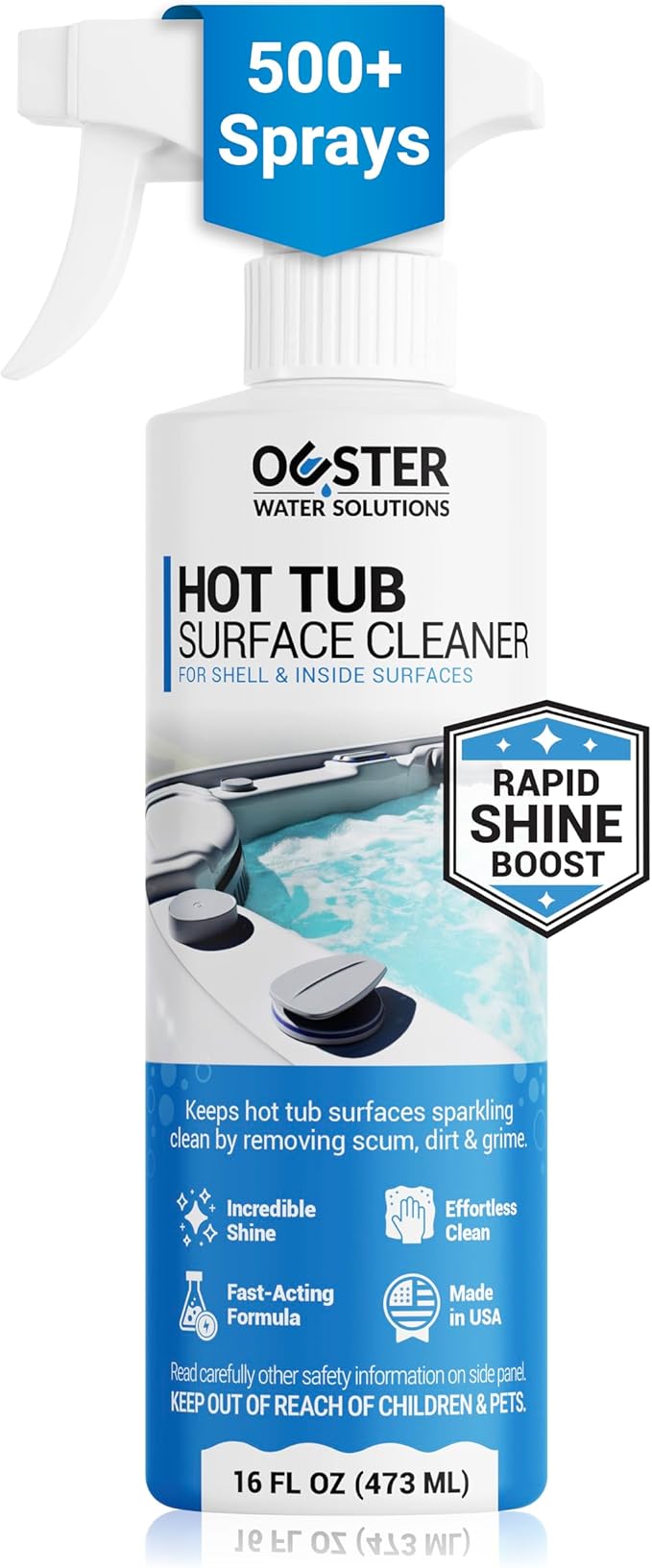 Bio Ouster Hot Tub Surface Cleaner - Hot Tub Cleaner for Inside Surface & Shell - For Standard and Inflatable Spas - Removes Dirt and Grime for a Sparkling Shine - Made in USA (16oz)