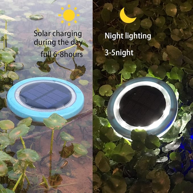 Solar Powered Floating Pool Lights, IP68 Waterproof LED Pond Lights for Outdoor Garden, Pool Decoration, White Light 2-Pack