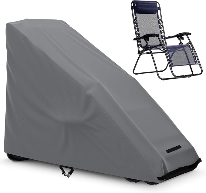 AKEfit Zero Gravity Chair Cover Outdoor Folding Lawn Lounge Chair Covers Waterproof All Weather Dustproof Oxford Anti with Storage Bag Grey