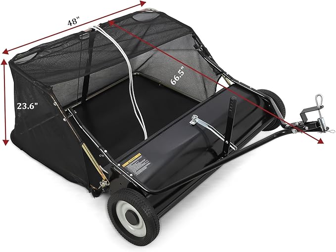 GAOMON 42inch Heavy-Duty Tow-Behind Lawn Sweeper,Leaf & Grass Collector for Lawn Tractor or ATV, Adjustable Height & Easy Dump Rope, Efficient Yard Cleaning for Spring & Fall