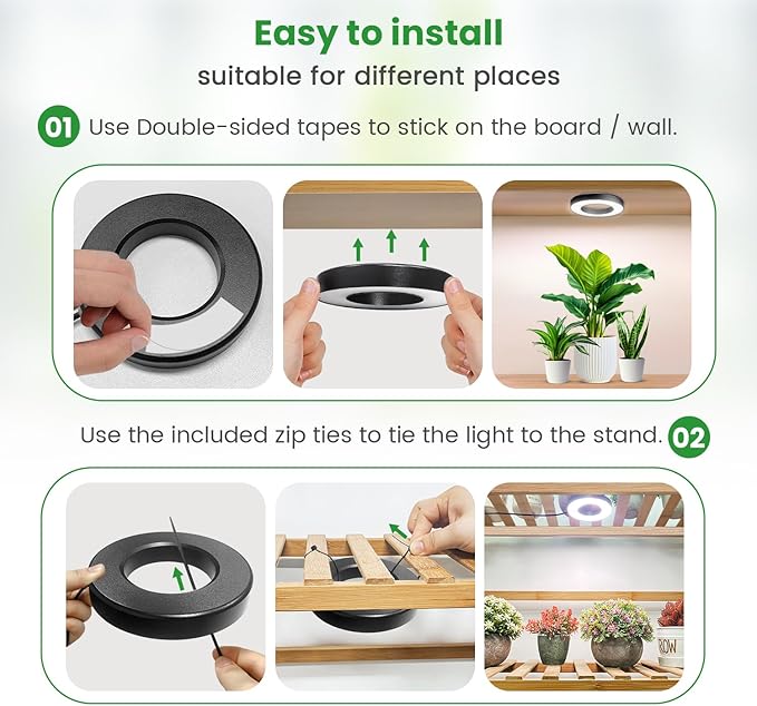 Wiaxulay Grow Lights for Indoor Plants, 96 LEDs Full Spectrum LED Plant Grow Light, 5V/2A Under Cabinet Grow Lamp with Auto Timer 6/12/16 Hrs, 3 Lighting Mode, 5 Brightness, Two Head (3.5in)