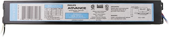 Advance ICN-1P32-N Electronic Fluorescent Ballast, Instant Start, 1 Lamp, 32W T8, 120/277V