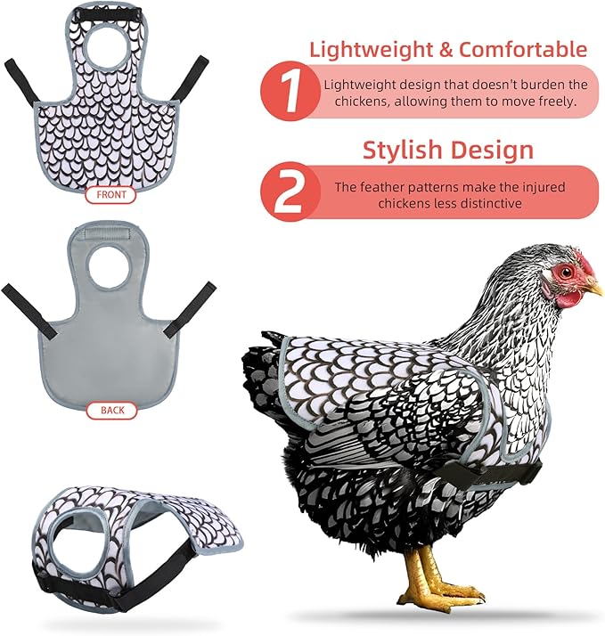 Chicken Saddles for hens, Chicken Apron Back Protector for Hens With Adjustable Strap, Chicken Hen Mating Saddle