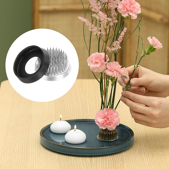 PATIKIL 1.6" Flower Frogs Ikebana Kenzan, Flower Arranger Tool Stainless Floral Frog Pin Holder for Vase Flower Arrangement, Silver Tone