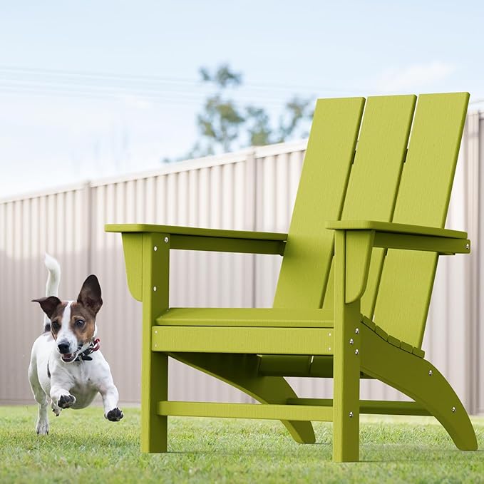 Modern Adirondack Chairs Set of 2, HDPE Plastic Patio Chairs for All Weather, Fire Pit Chair, Outdoor Lawn Chairs for Deck, Porch, Backyard, Garden, Avocado