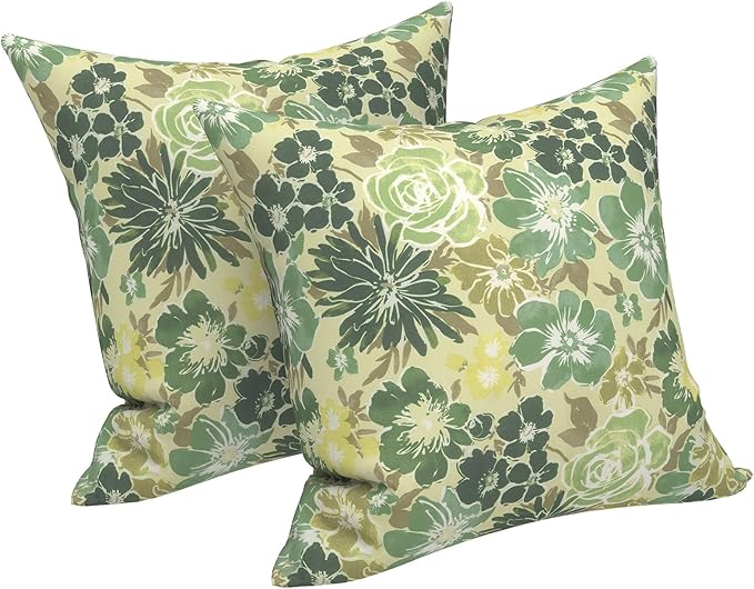 LVTXIII Outdoor Pillow Covers 20x20 Inch, 2 Pack Large Square Throw Pillow Cases, Fade-Resistant Cushion Covers for Patio Furniture Sofa, Garden Porch, Green Rose