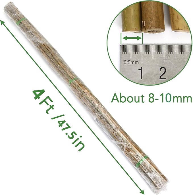 SWANGSA 75 Pack 4ft Garden Bamboo Stakes for Plant Support, Garden Poles for Tomatoes, Beans, Flowers, Potted, Indoor and Outdoor Climbing Plants