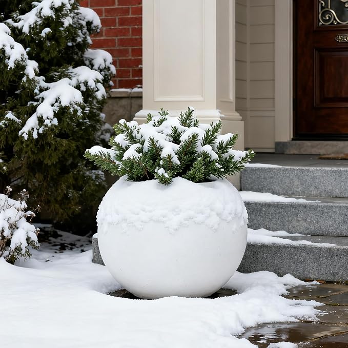 Large Round Planter,Planters for Indoor Plants & Outdoor,Durable Plastic Material Sphere Planter with Drainage Hole & Rubber Plug Weather Resistant,Plant Pot