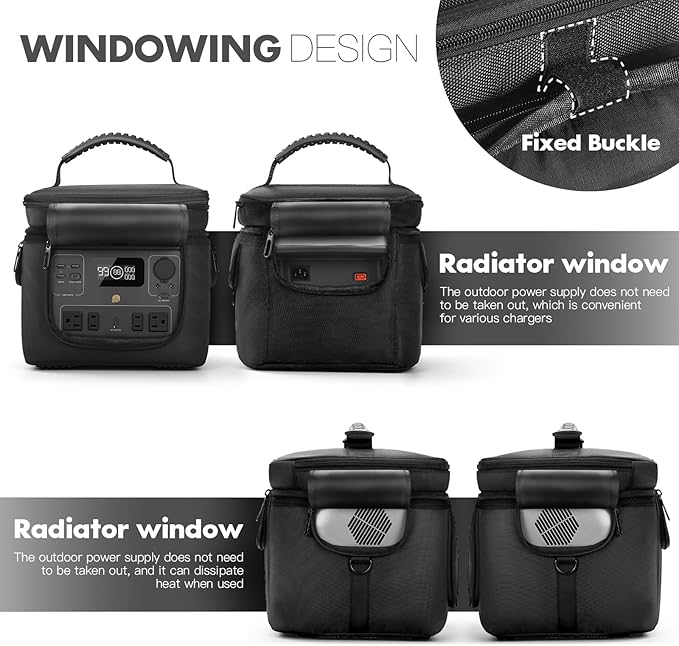 Carrying Case Compatible with ECOFLOW River 2 Pro/River 2 Max 500, River 2 Pro Bag with Storage Pockets & Shoulder Strap, Portable Protective Case for Power Station, Camping, Outdoor Adventures