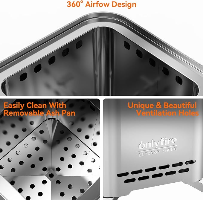 2-in-1 Smokeless Fire Pit with Pot Bracket & Carry Bag, Portable Camping Stove Tabletop Fireplace for Patio Backyard RV Tailgating, Sliver 9", FP052