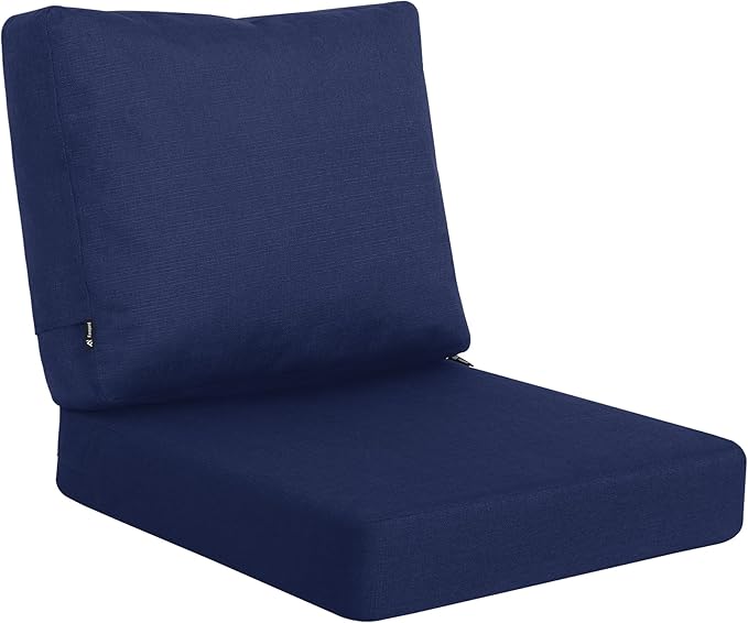 Favoyard Deep Seat Patio Cushions 24 × 24 inch Rainproof & Fadeness Furniture Cushion Set for Outdoor Chair Couch with Polyester-Linen Fabric & Removable Cover, Hidden Zipper and Adjustment Straps