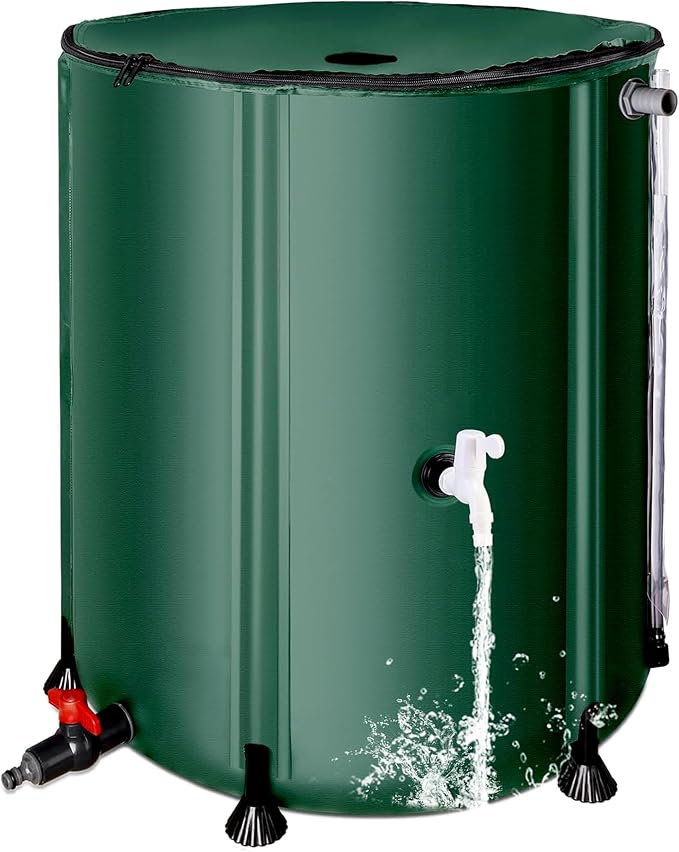THUNDERBAY 53 Gallon Collapsible Rain Barrel, Portable Rain Barrels to Collect Rainwater from Gutter, Rainwater Collection System, Water Storage Tank Catcher Container with Filter Spigot