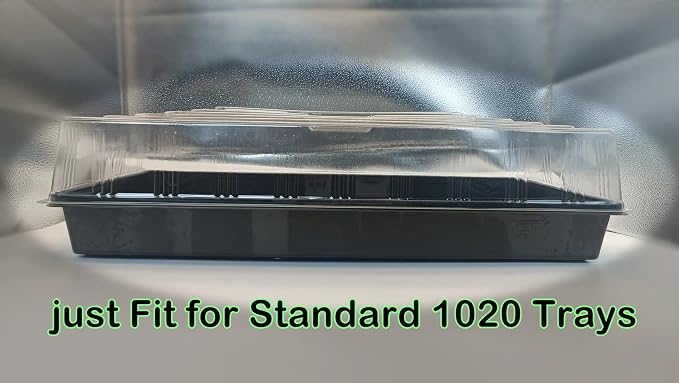 RooTrimmer 10 Pcs Humidity Dome, Plastic Clear Seed Starter Dome 1020 Tray Covers Humidifying and Insulating for Greenhouse Germination and Garden Growing (21.5"×11.5", 3.15" Height, 10-Pack)