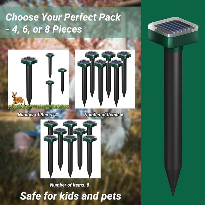 Deer Repellent,Deer and Rabbit Repellent,Deer Repellent Devices,for Garden&Outdoor,Deer Repellent for Plants&Trees,Deer Deterrent,Solar Deer Repellent Devices,Sonic&Waterproof (4)