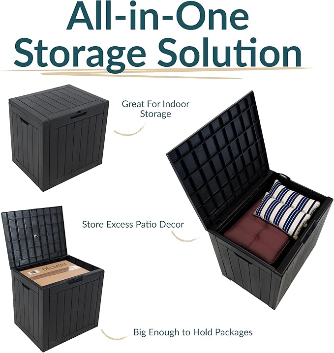 Sunnydaze Outdoor Deck Box - Lockable Package Delivery Box - Weather-Resistant Outdoor Storage Bin - 32-Gallon Faux Plank - Phantom Gray