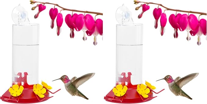 Perky-Pet Plastic Window Mount Hummingbird Feeder with Perches - 8 oz Hummingbird Nectar Capacity, 217 - Hummingbirds feeders for Outdoors, (Pack of 2)