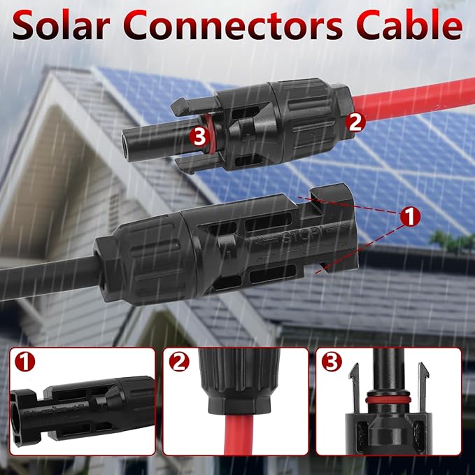 Solar Parallel Connectors for 5 Solar Panels, Tool-Free Solar Panel Connectors Cable 2 to 10 Y Branch Parallel Adapter, IP68 Waterproof Wires Splitter 10AWG for Solar Cable Extension(FMMMMM/MFFFFF)