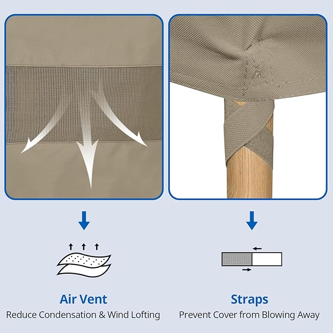 SunPatio Outdoor Couch Cover 80 Inch, Heavy Duty Waterproof 3-Seater Patio Sofa Cover with Seam Taped, Fade & Wind & Rip Resistant, 80" W x 36" D x 30" H, Taupe