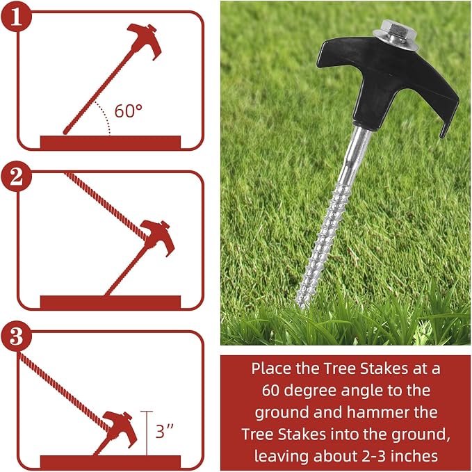 50 Pack 8 Inch Screw in Tent Stakes Heavy Duty Tent Stakes Screw in Ground Camping Stake with Hex Head Driver Metal Pegs Spikes for Camping Garden Yard (Black)