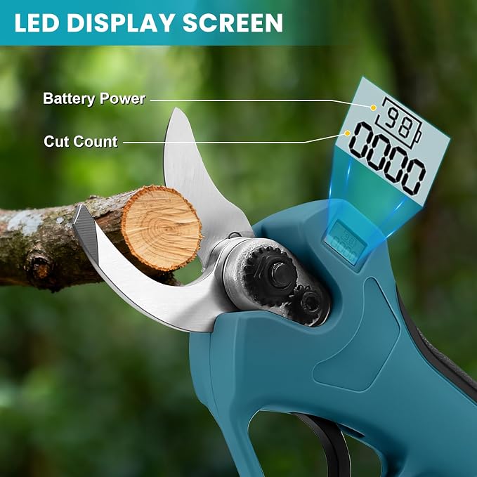 2-in-1 Pole Pruner & Cordless Electric Pruning Shears for Makita 18V Battery, 14Ft Reach, 1.2" Cutting Diameter, Brushless Motor with LCD Display, for Tree Trimming Branch Cutter (No Battery)