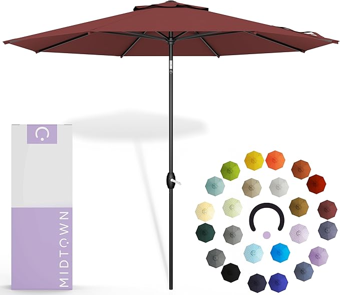 Midtown Umbrellas The Lean Patio Umbrella (Terylast Fabric - Cherry, 8 Foot)