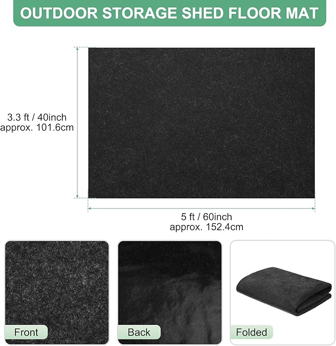 M METERXITY Outdoor Storage Shed Mat, 3.3x5 FT Waterproof Small Shed Flooring Mat for Patio Furniture Floor Protecting from Wear/Liquid/Dust/Oil, Non-Slip Carport Pad [Grey]
