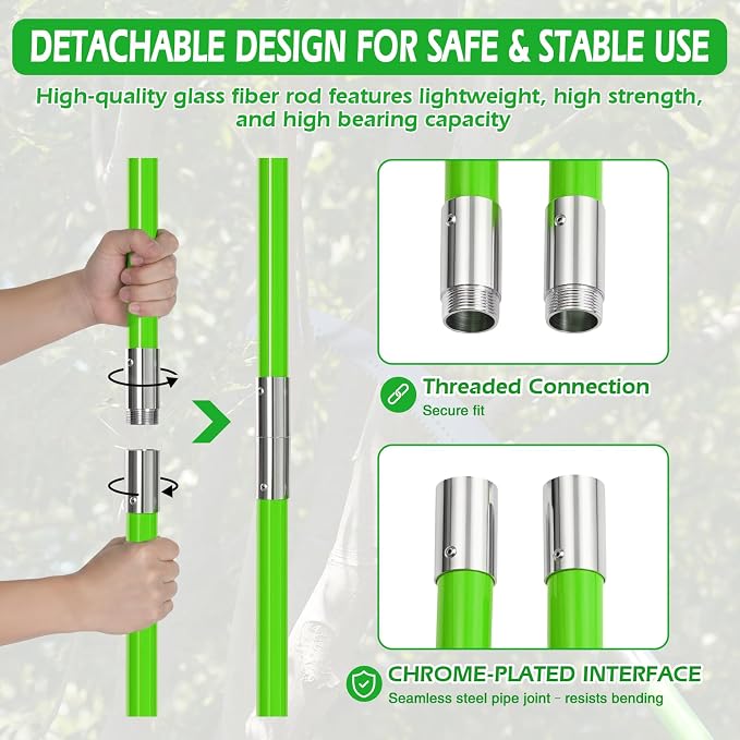 Grefinity Manual Pole Saw, 27 Ft Tree Trimmer, Extendable Pole Saws for Tree Trimming, Sharp Steel Blade, for Backyard and Garden Pruning Palms and Shrubs, Green