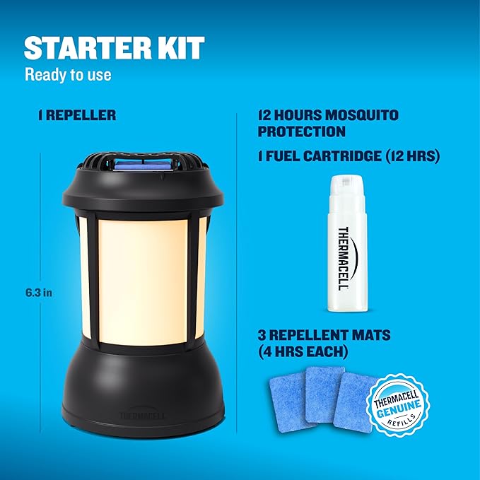 Thermacell Mosquito Repellent Lantern; No Spray Mosquito Repellent For Patios; Includes 12-Hours of Protection; Scent-Free, No Flame Citronella Candle Alternative