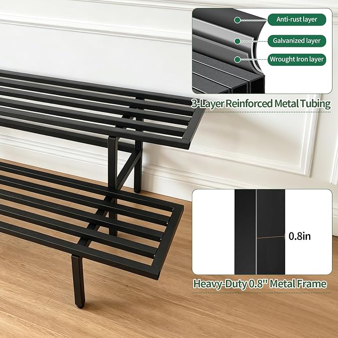 Heavy Duty Plant Stand Outdoor Indoor, Large Metal Plant Stand 48" L x 10" W x 12" H Outdoor Plant Stands 2-Tier Flower Pot Stand 500 LBS Capacity for Patio Garden