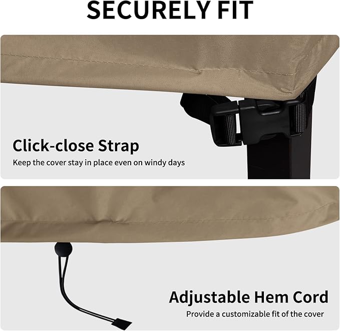 Easy-Going Waterproof Patio Sofa Cover UV Resistant 2 Seater Outdoor Loveseat Cover Weatherproof Lawn Patio Furniture Cover with Tape Sealed Seam (58Wx32.5Dx31H inch, Camel)