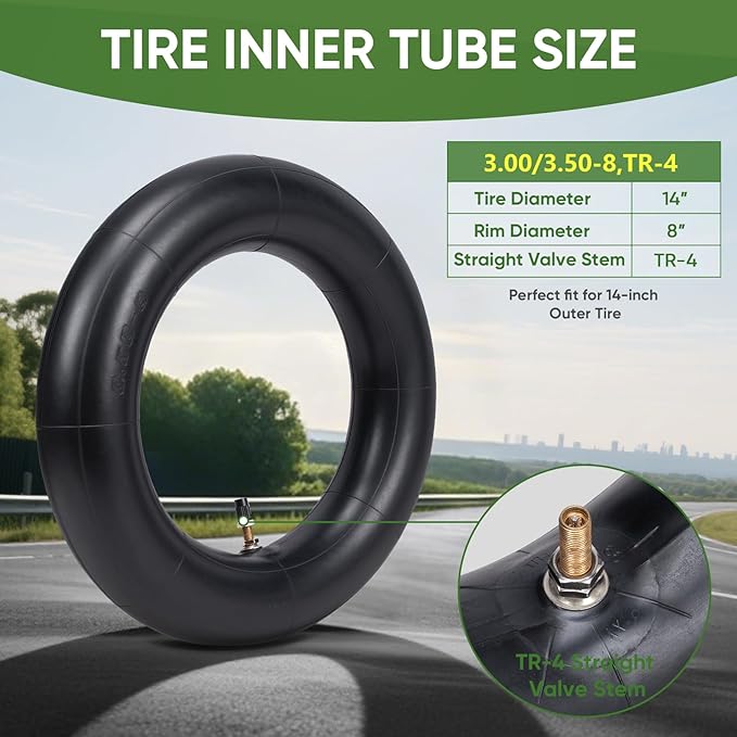 TICONN 3.00/3.50-8 Tire Inner Tube, 2 Pack Inner Tire Tube for Wheelbarrow Tires, Replacement Tube with TR-4 Straight Valve Stem for Pneumatic Wheelbarrow Wheel,Cart Wheel, Garden Cart, Wagons