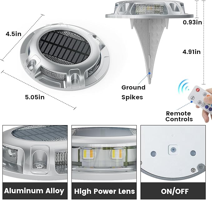 SIEDiNLAR Solar Driveway Light with Remote, 11 RGB Modes, Waterproof Outdoor Safety Light for Driveway Marker Deck Dock Walkway Pathway Step Yard Garden (16 Pack)