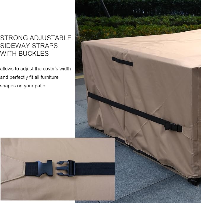 Patio Furniture Set Cover Waterproof Rectangular Heavy Duty 600D Outdoor Sectional Sofa Couch Cover Large Outside Dining Table and Chairs Covers Patio Conversation Set Cover Brown 89 x 63 Inch