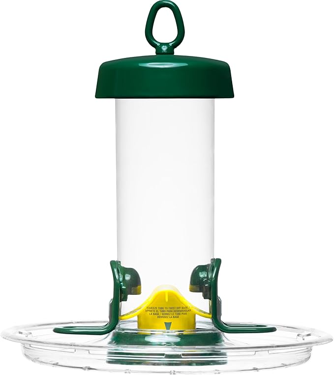 Brome Tube100 Wild Bird Feeder, Metal – 2 Seed Ports, 1.7 lb Capacity, Extra-Wide Perches, Easy to Fill & Clean, Pole-Mountable, Seed Tray Available