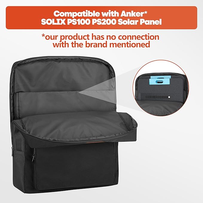 HODRANT Solar Panel Storage Bag, Solar Panel Carrying Case Compatible with Anker SOLIX PS30 PS100 PS200, Carrier Box Protective Case for 2 Panels, Carry Cover with Pockets & Handles, Bag Only
