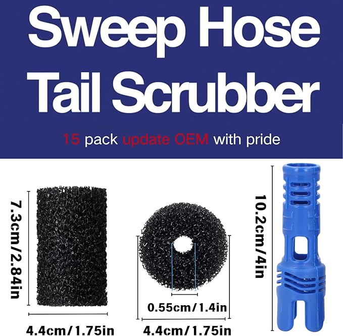 for Polaris Pool Cleaner Parts 15 Pack Polaris 280 Part Sweep Pro Sweep Scrubbers Replacement 2 Hose Tail Scrubber Cleaner Pool Tail Scrubber 280 360 380 180 480 3900