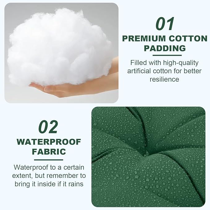 EverPine Outdoor Swing Cushion Replacement Patio Bench Cushion Waterproof Thick Seat Pad for Porch Swing Daybed Garden Sofa Furniture