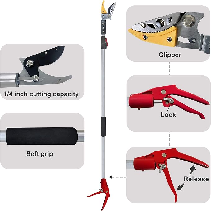 Tree Trimmer 4.5-7.3 FT Extendable, Pole Saw and Pruner