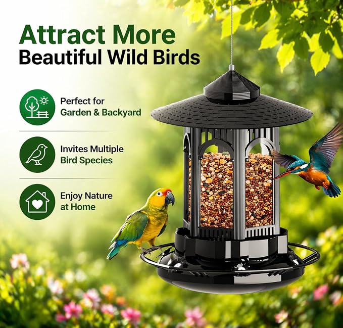 Premium Bird Feeder for Outdoor Hanging | Weather-Resistant & Durable Design | Easy Refill & Clean | Ideal for Garden, Patio & Backyard | Attracts Wild Birds