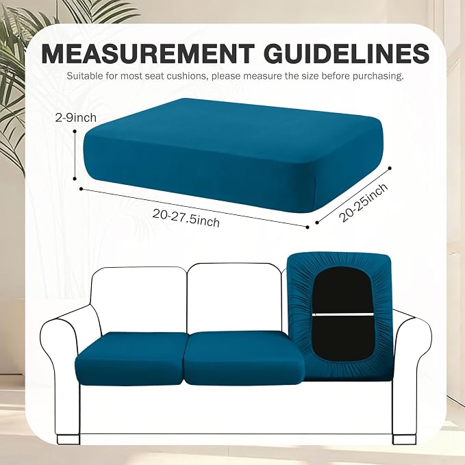 hyha 4Pcs Patio Cushion Covers, Stretch Outdoor Couch Cushion Covers, Washable Outdoor Chair/Sofa Slipcovers for Patio Furniture Cushions Protector with Elastic Bottom(Peacock Blue,Cover Only)
