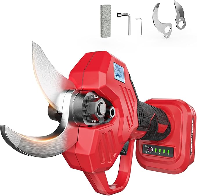 Cerycose Cordless Electric Pruning Shears Compatible with Milwaukee 18V Battery, 0.8-2-Inch Cordless Portable Pole Pruner with LCD Display & Imported SK7 Steel Blades for Gardening Shears(Tool Only)