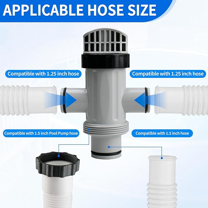 11872 Dual Split Hose Plunger Valve Compatible with Intex Replacement Pool Part Accessory Attachment for Above Ground Pool and Pool Pump Maintenance